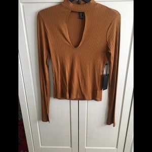 Forever21 Keyhole Mock-neck Long-sleeve Top.